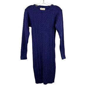 Spadehill Women’s Long Sleeve Purple Bodycon Sweater Dress Knee Length M